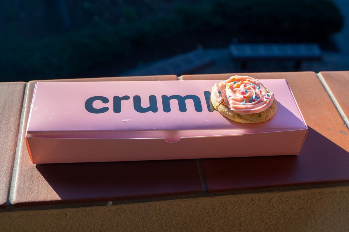 An appealing box of Crumbl cookies.
