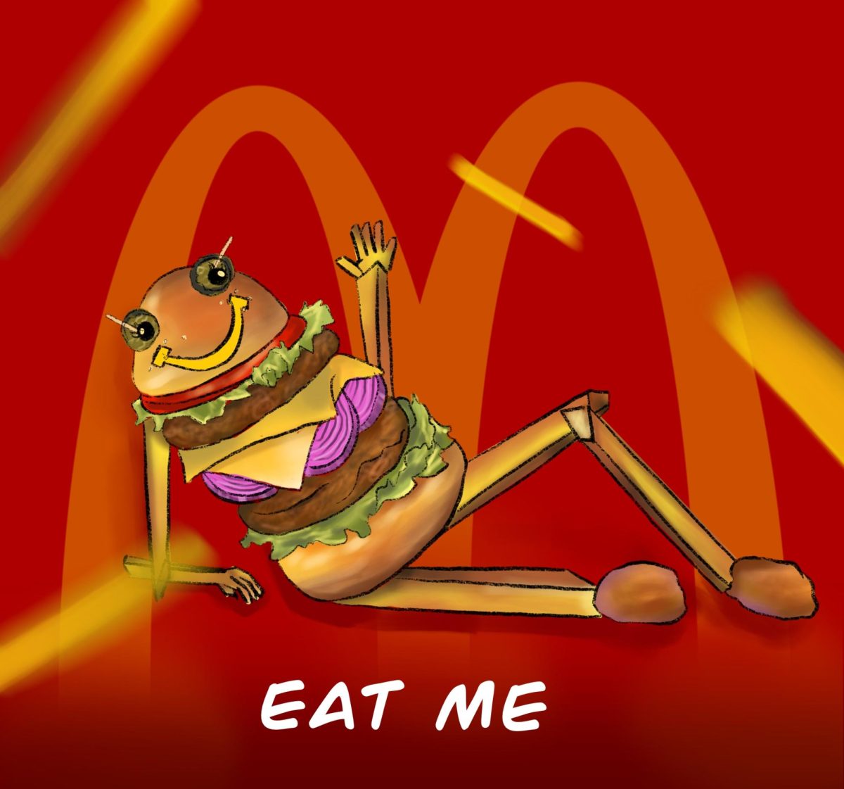 McDonald’s, one of the most prominent fast food chains, poses as fast and convenient, yet symbolizes the world’s addiction to unhealthy processed food.