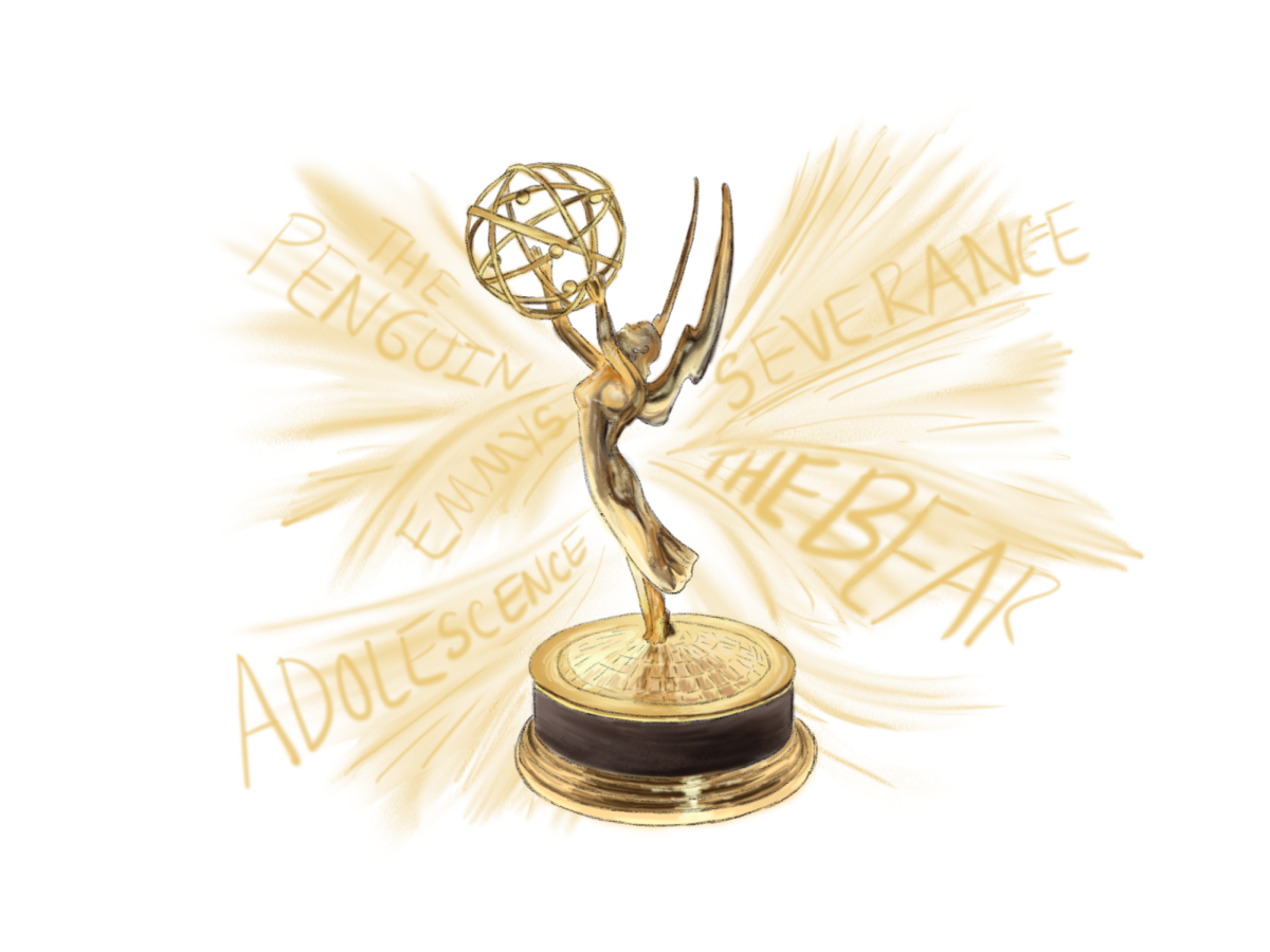 The Emmy statuette surrounded by the names of some of this year's nominees.