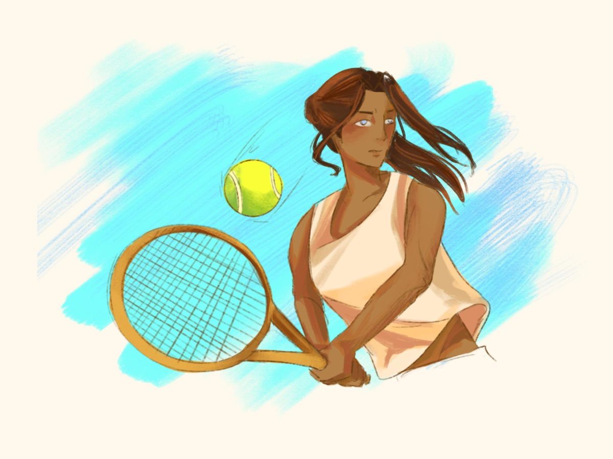 Tennis being played.