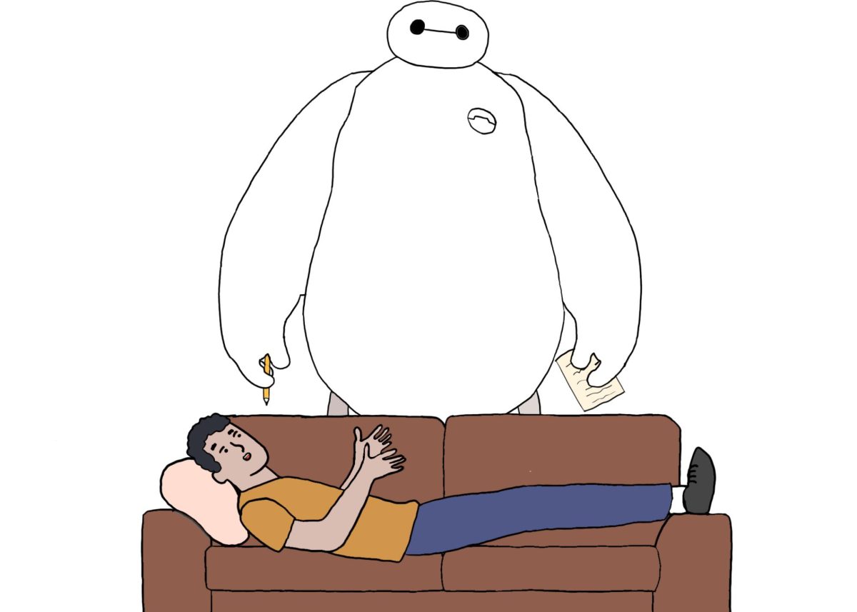 Baymax serves as a helpful therapist.