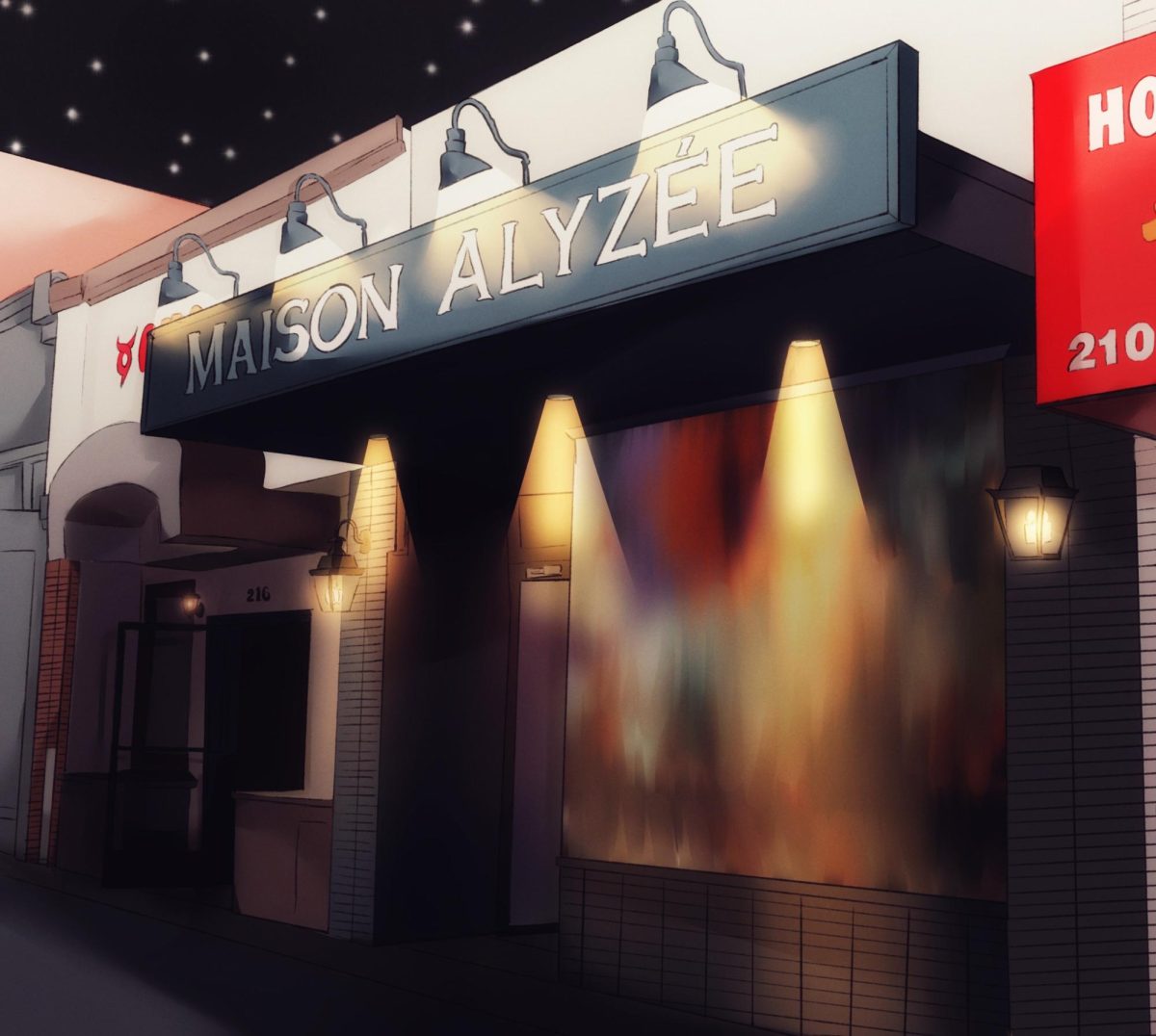 Maison Alyzeé on a starry night.