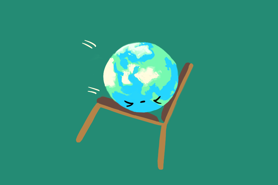 The earth tips on a chair.