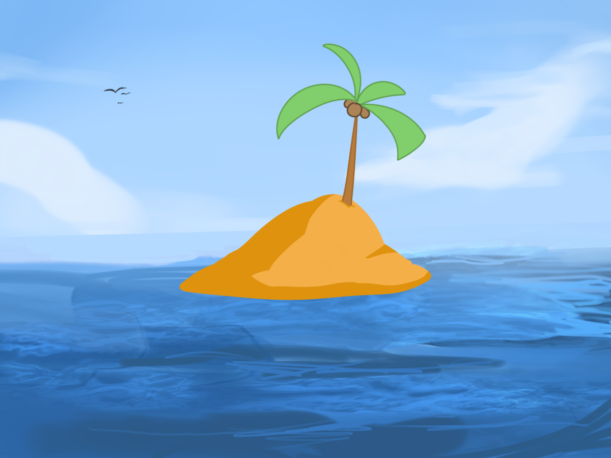 A tropical island representing the setting of Survivor.