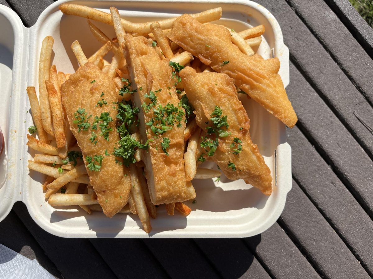 Fish and chips from Delicia's Falafel.