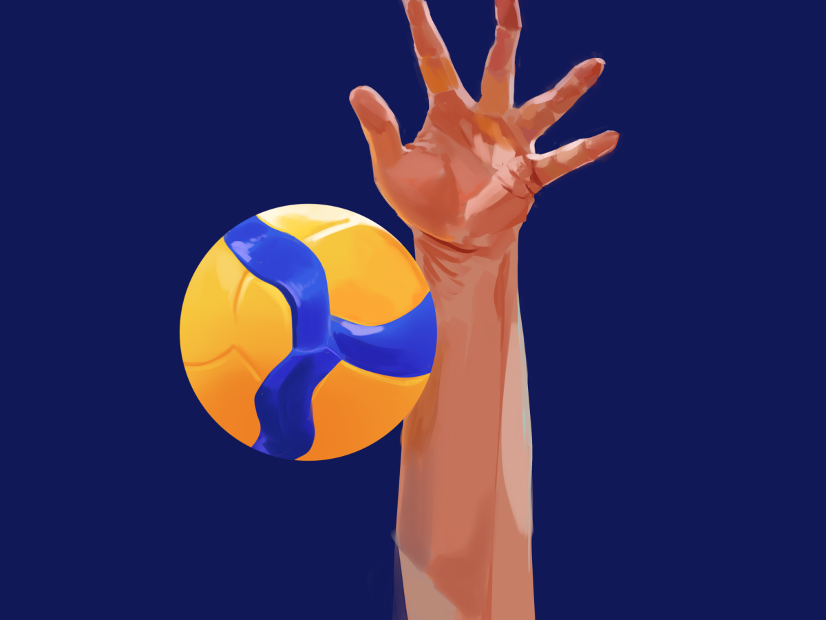 A player spiking a ball.