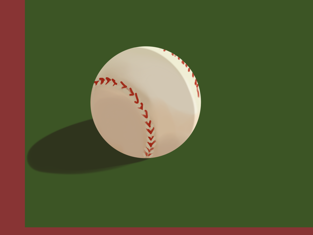 A baseball on the field.