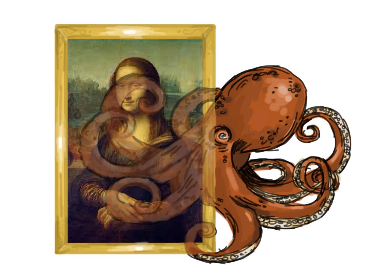 A clever octopus changes its skin to mimic the Mona Lisa.