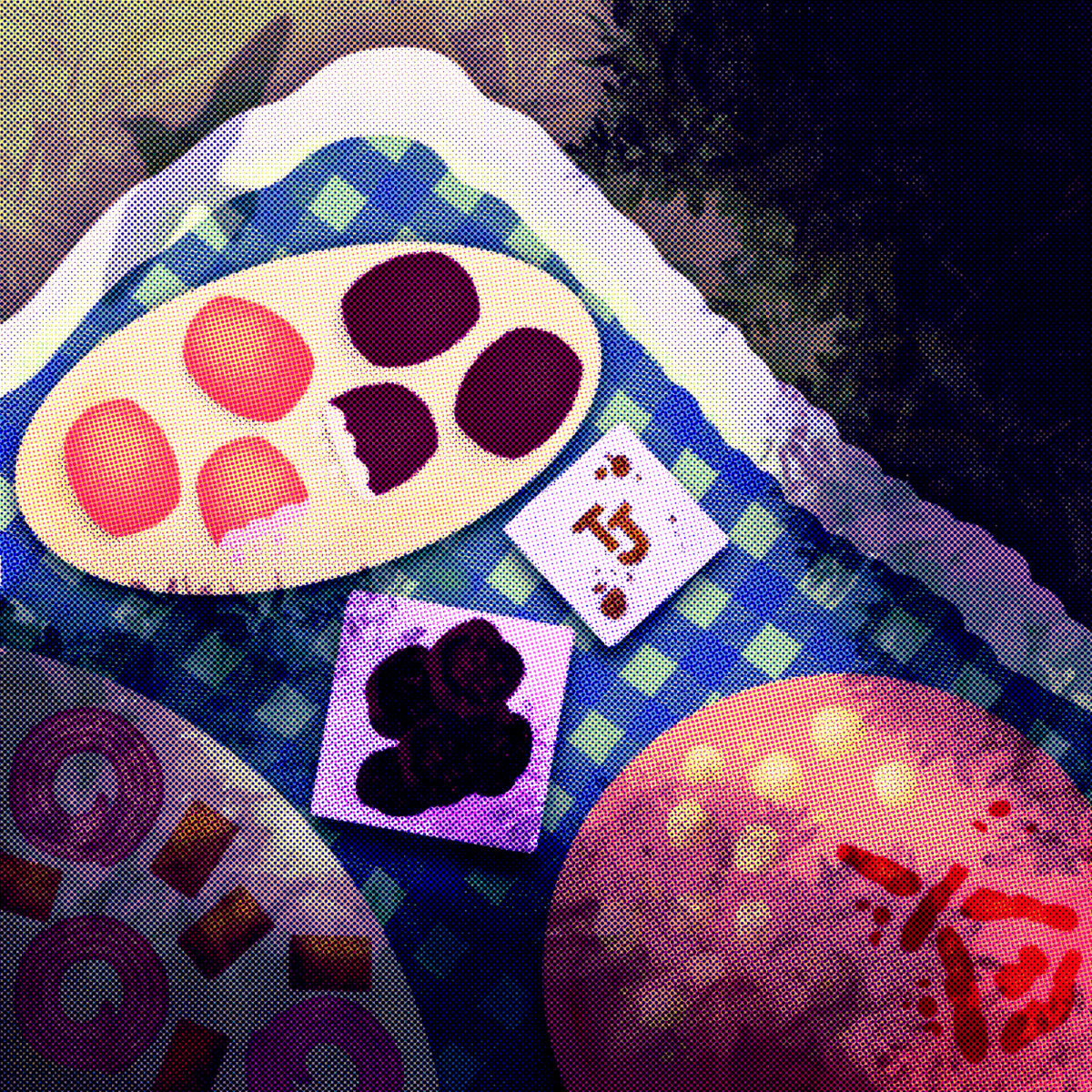 Plates of Trader Joe's snacks on a plaid quilt.