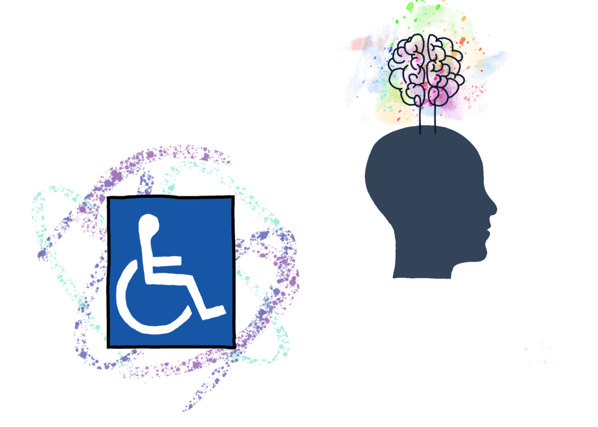 A handicap sign and a person's mind in close proximity.