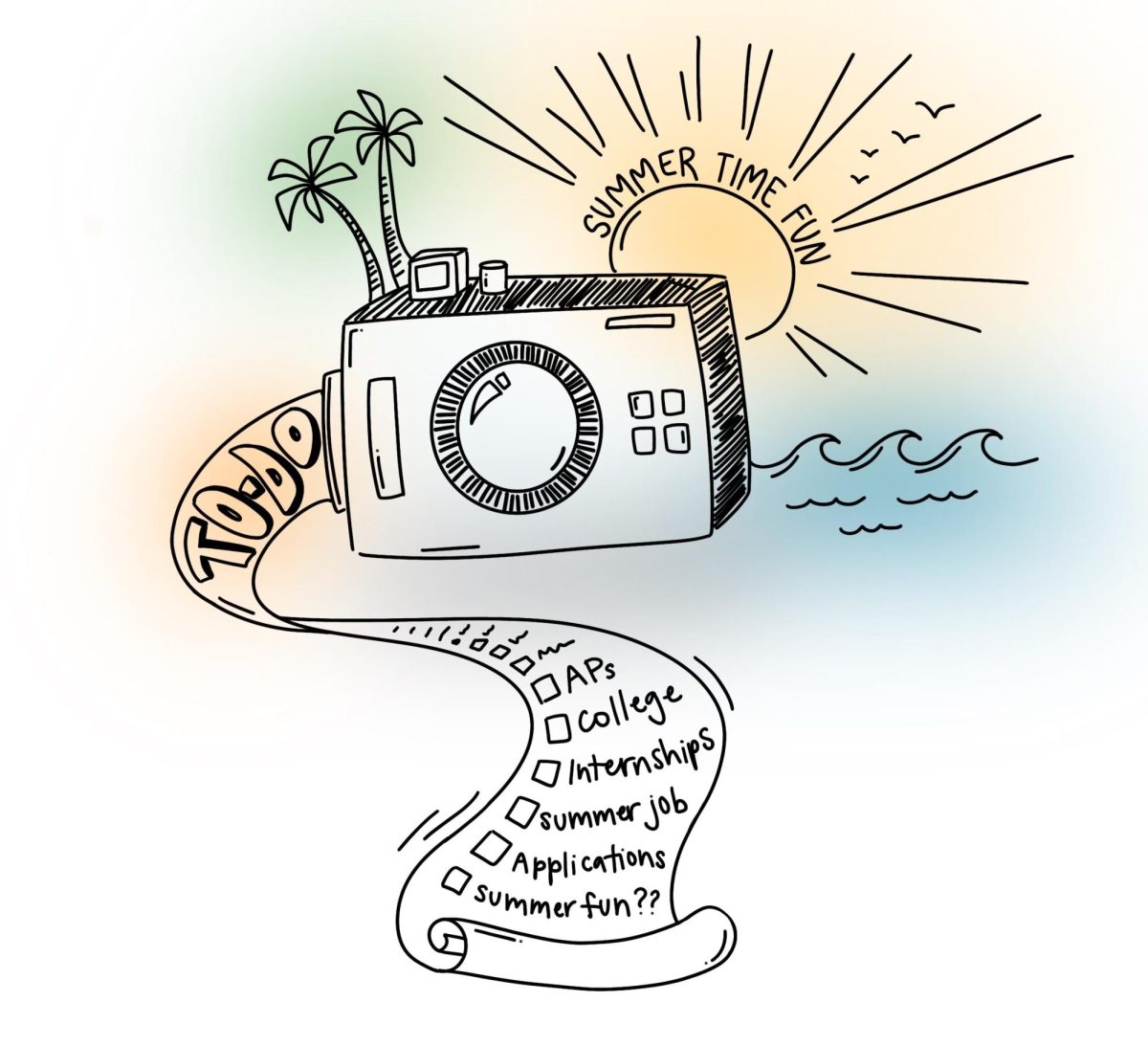 A camera film lists out a high school student's academic priorities during the summer.