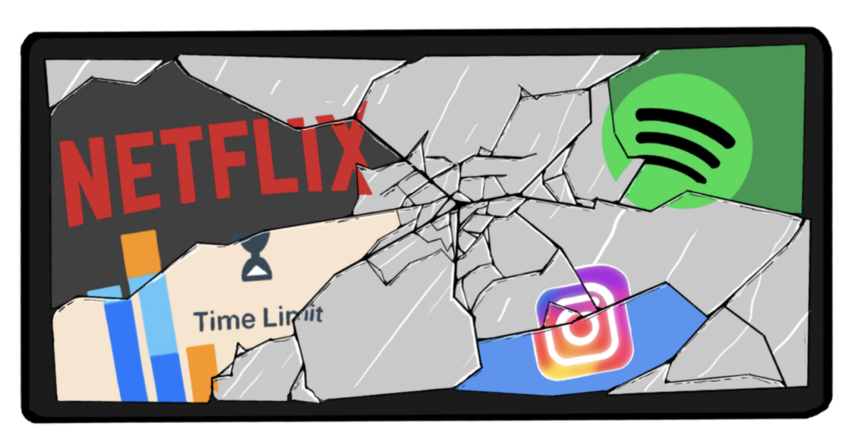 A shattered screen represents the shattered nature of peoples’ attention spans.