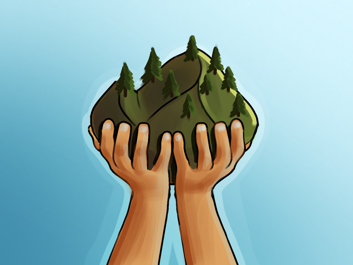 Human hands holding a piece of Mother Nature.